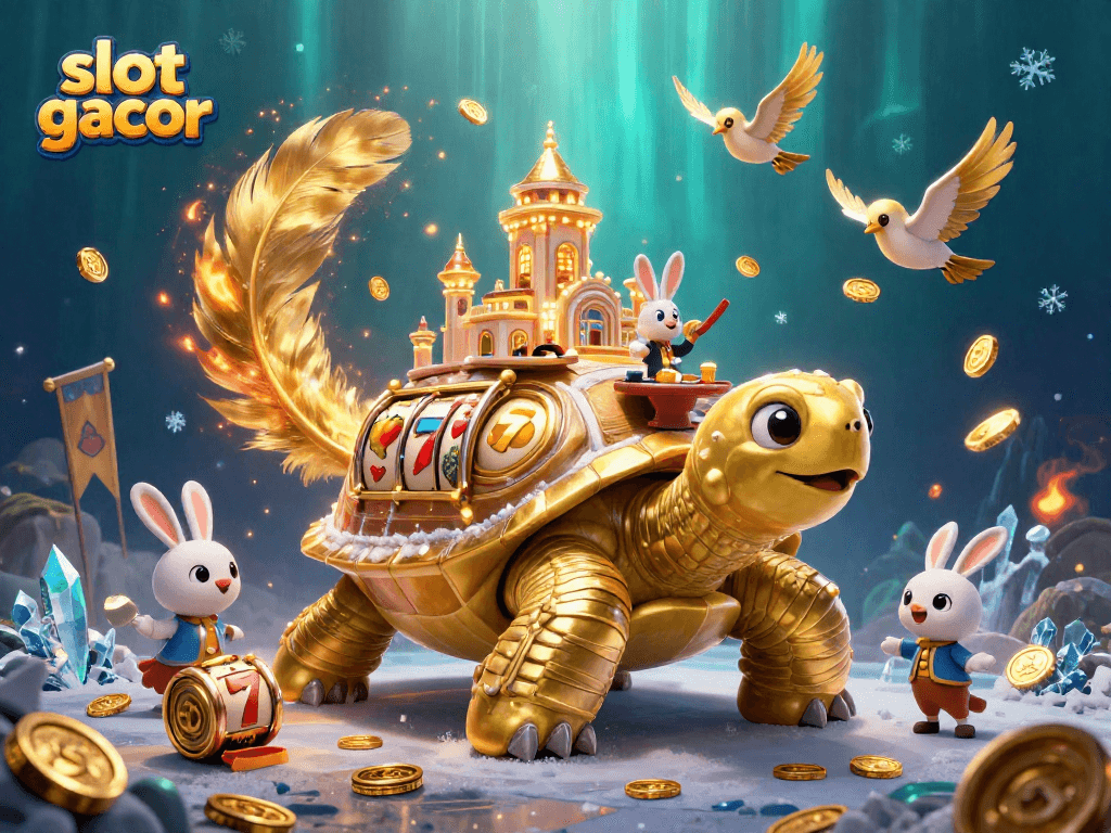 Mainkan slot gacor dengan pengalaman unik di GWP168, dikelilingi karakter ceria dan elemen kasino menarik.