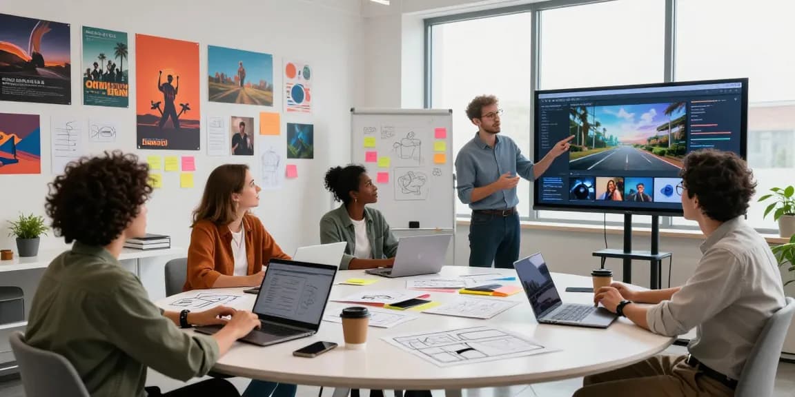 Creative collaboration in a video production studio using ai seedance 2.0 for stunning AI-generated content.
