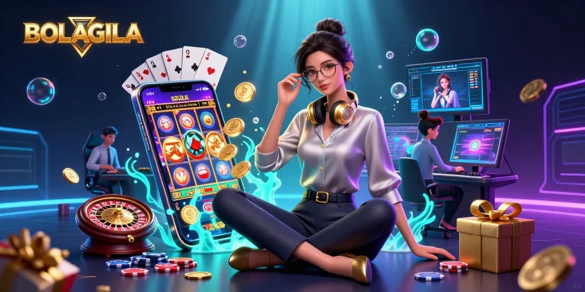 BOLAGILA showcases immersive online gaming action with vibrant casino elements in a dynamic setting.