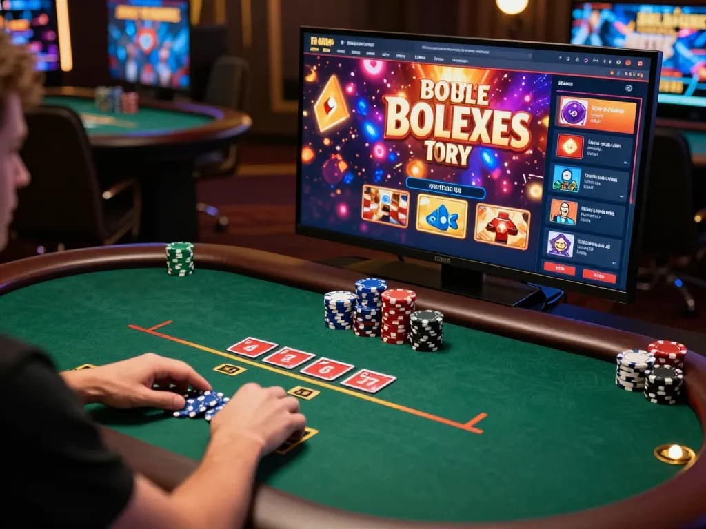 Engaging in exciting poker gameplay at 888new's online casino interface with strategic decisions and vibrant visuals.