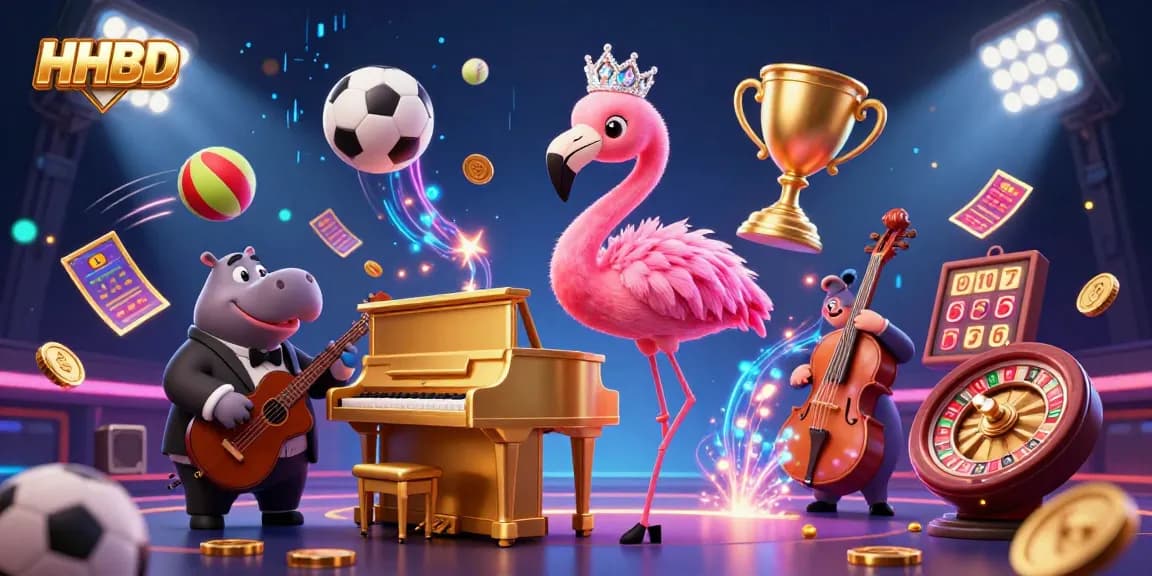 Experience the excitement of HHBD with vibrant casino characters and dynamic sports elements.
