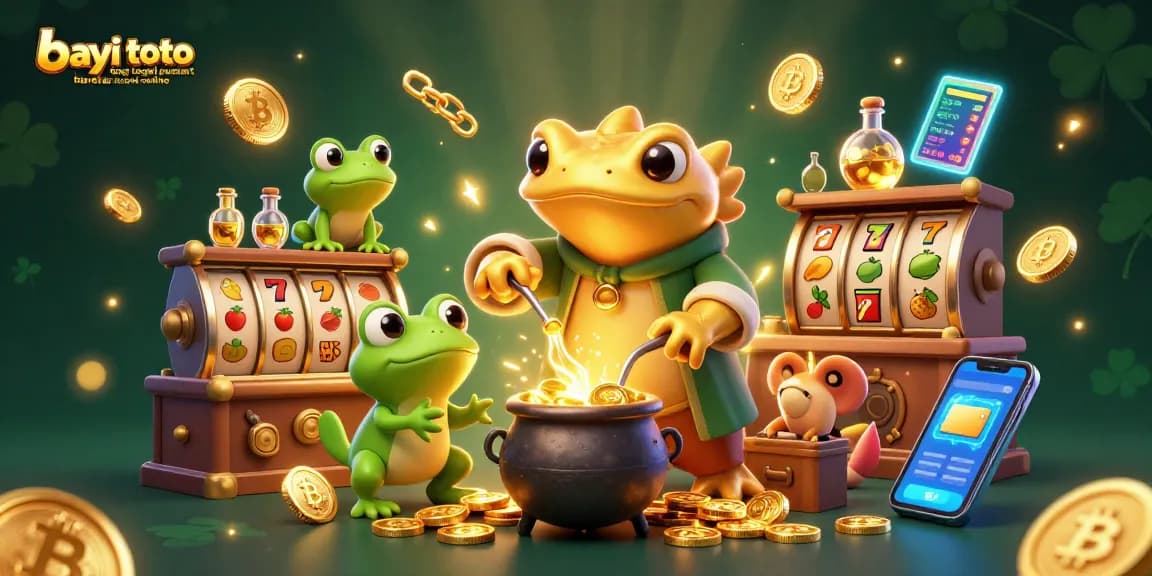 Bayi toto togel pusat bandar togel online showcases thrilling slot action with 3D golden salamander alchemist and dynamic casino elements.