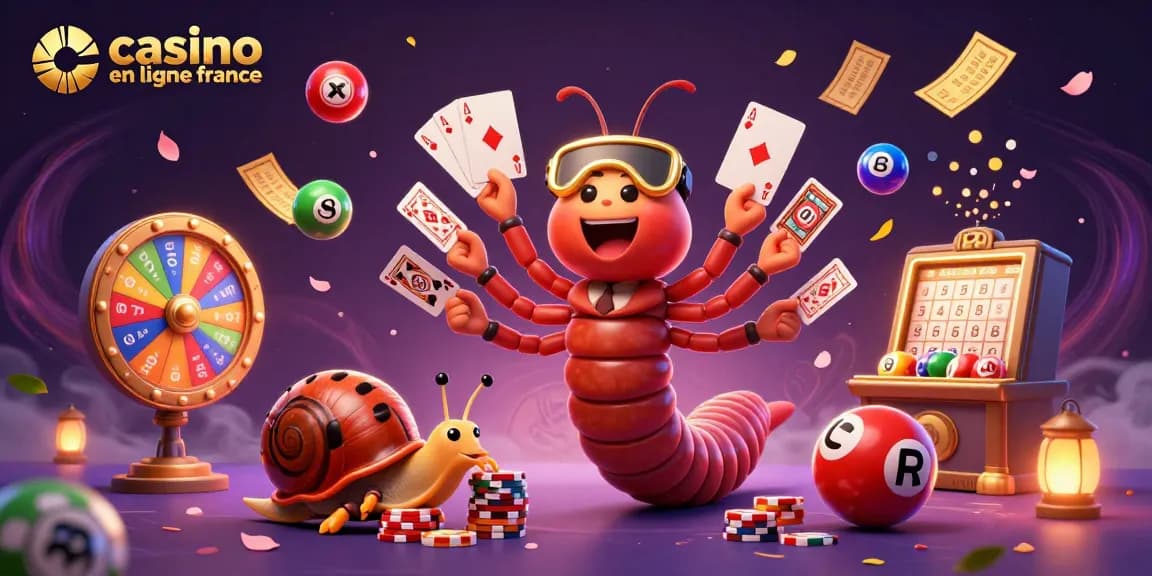 Découvrez le casino en ligne France avec une illustration animée et dynamique de jeux de casino