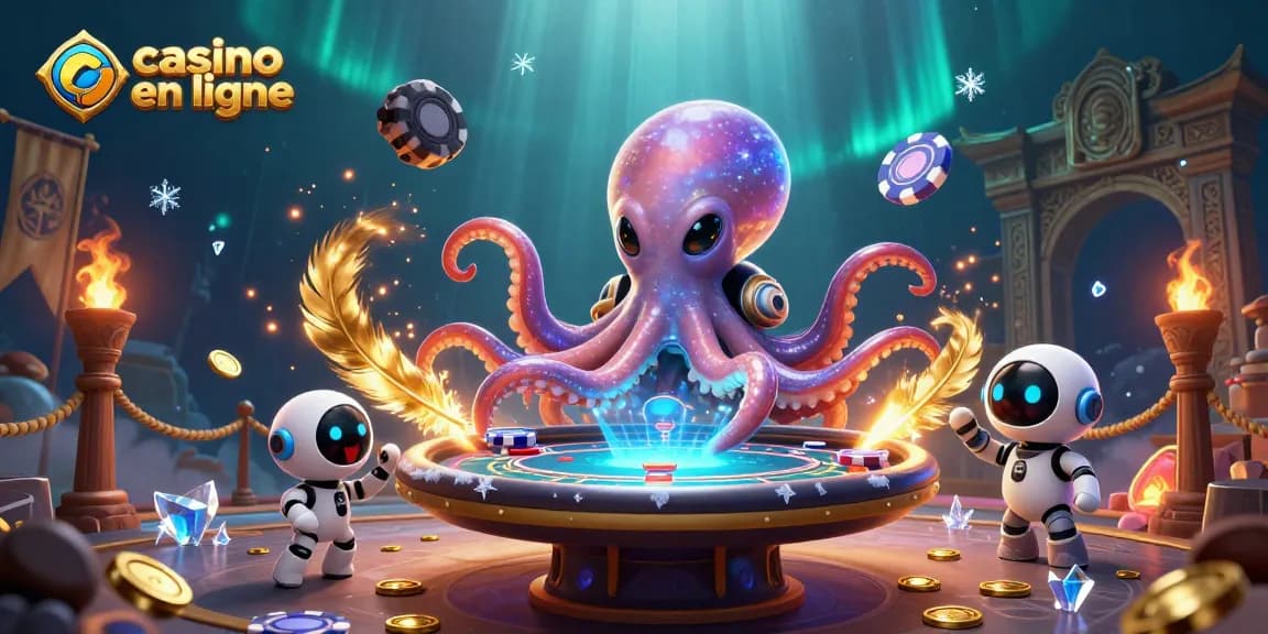 Jouez au poker en ligne dans un univers captivant avec "casino en ligne" et un octopus alien.