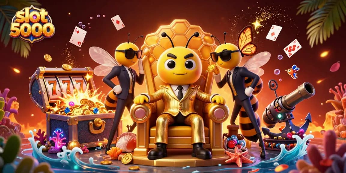 Menangkan jackpot di slot 5000 dengan gaya di aula berkilau, dikelilingi oleh simbol-simbol keberuntungan.