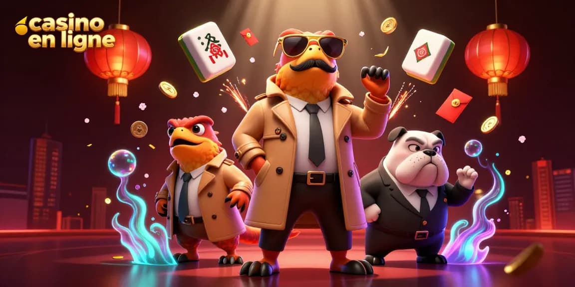 Entrez dans le monde du casino en ligne avec trois raptors déguisés et des éléments de jeu captivants.