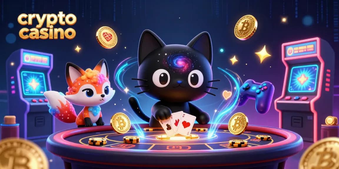 Giocare al crypto casino con un gatto e una volpe cosmic mentre attraggono fiches virtuali.