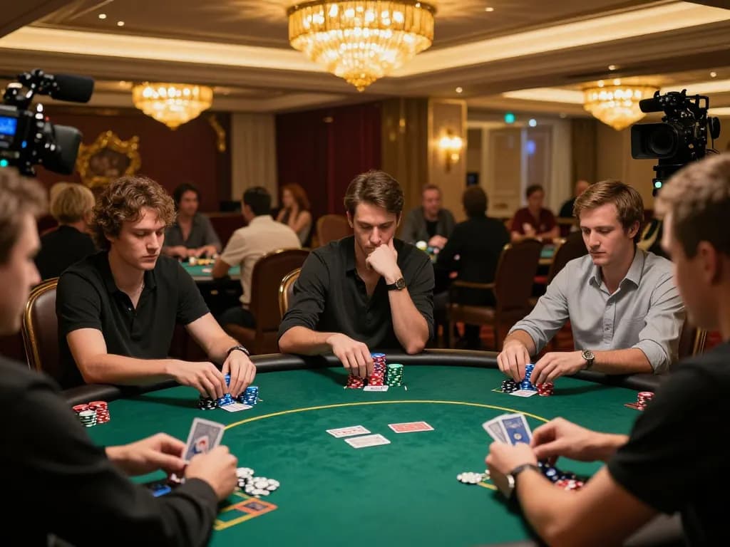 High-stakes poker game with Palm Harbor Divorce Lawyer showcasing strategic gameplay and luxurious casino atmosphere