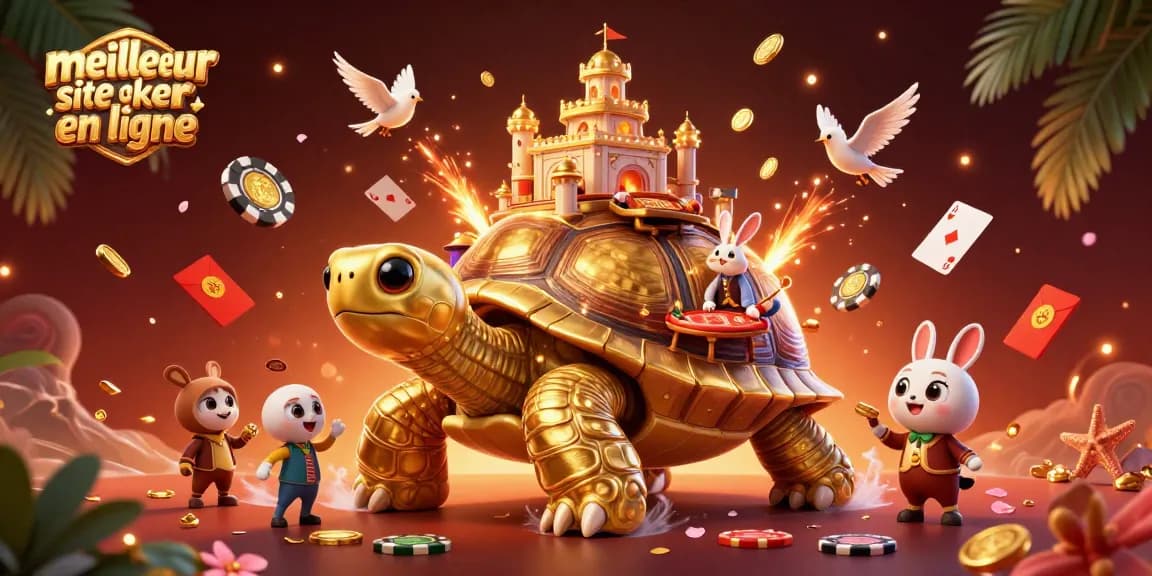 Jouez au meilleur site de poker en ligne avec un déguisement vibrant de tortue et de jeux captivants.