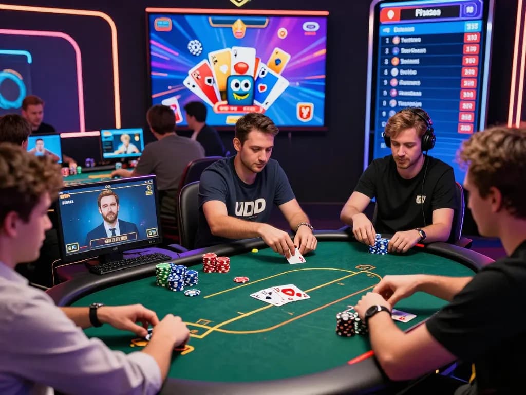 Exciting online poker action featuring IDN Poker players strategizing in a vibrant digital setting.