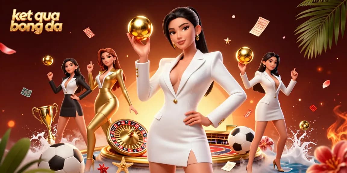 Watch the latest ket qua bong da with a sophisticated Asian woman showcasing casino glamour while holding a golden roulette ball.