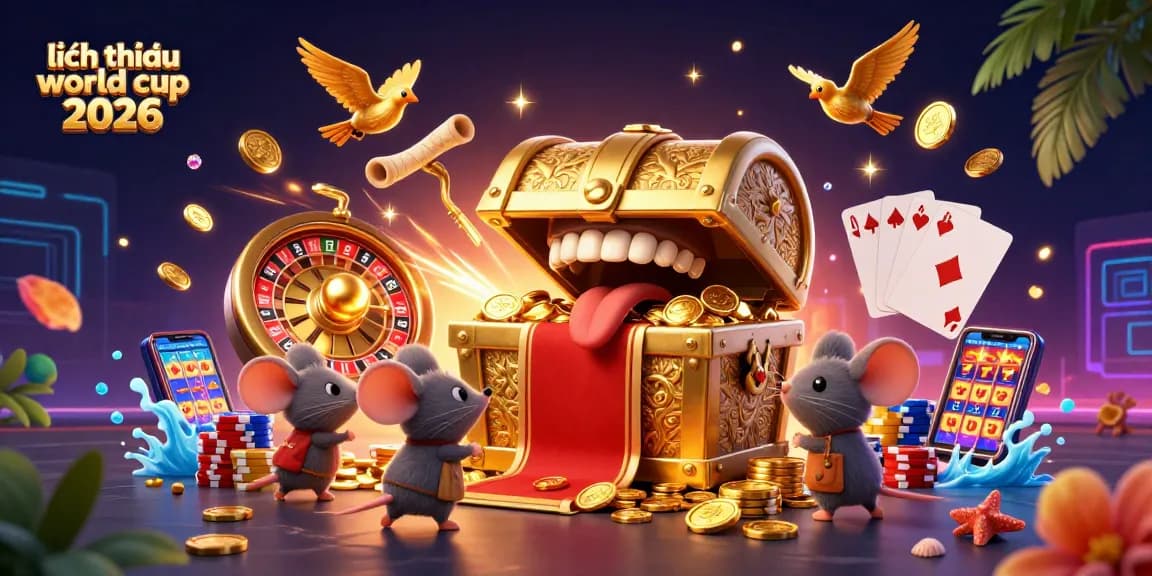 Engage with the thrilling experience of lịch thi đấu world cup 2026 in this vibrant casino-themed illustration.
