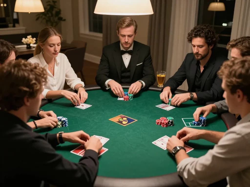 Players strategizing in a poker game at home while enjoying alo8's engaging gaming experience.