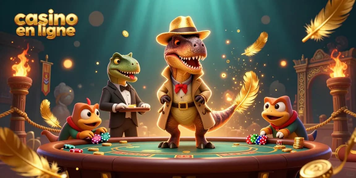 Profitant des jeux captivants de casino en ligne, le velociraptor tente de gagner gros.