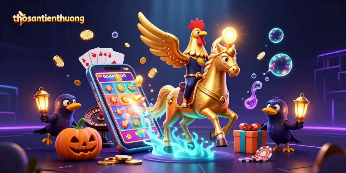 Experience thrilling action with thosantienthuong as the golden rooster hunts jackpots in a vibrant casino.