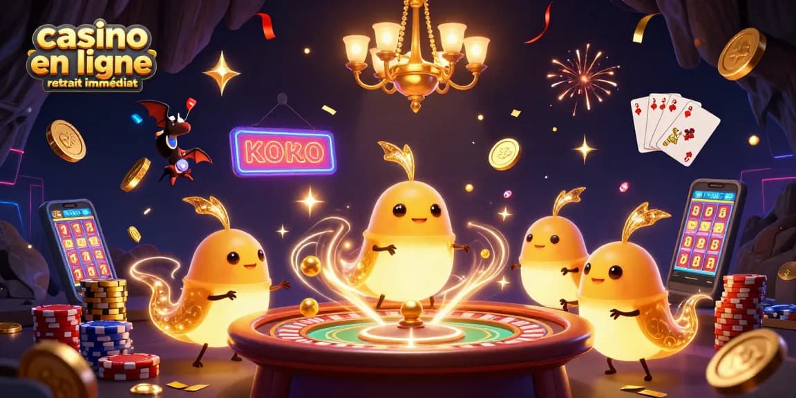 Gagnez rapidement avec le casino en ligne retrait immédiat, affichant une animation dynamique de gains.