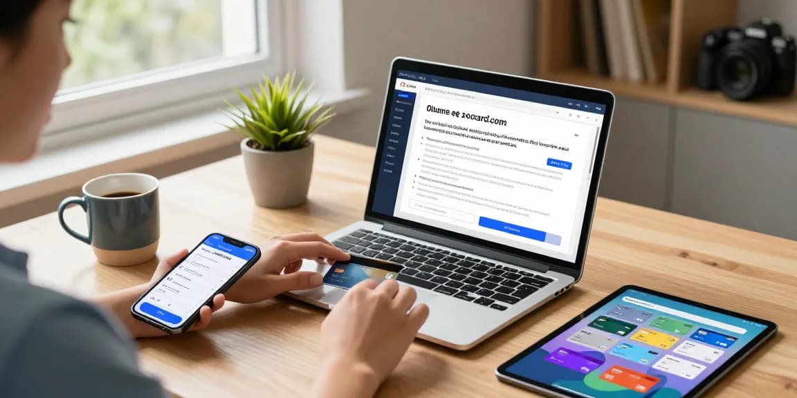 Person purchasing virtual prepaid cards from ezzocard.com in a stylish workspace, highlighting secure online payment benefits.