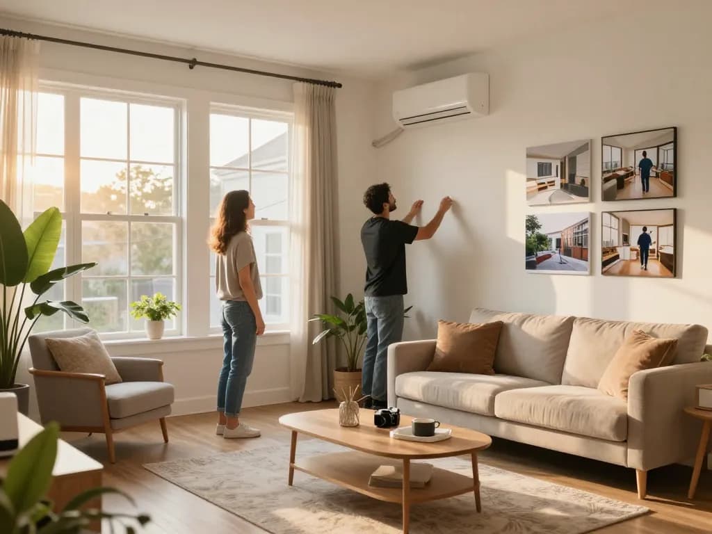 Townhouse Renovation featuring a cozy living room transformation with warm light.