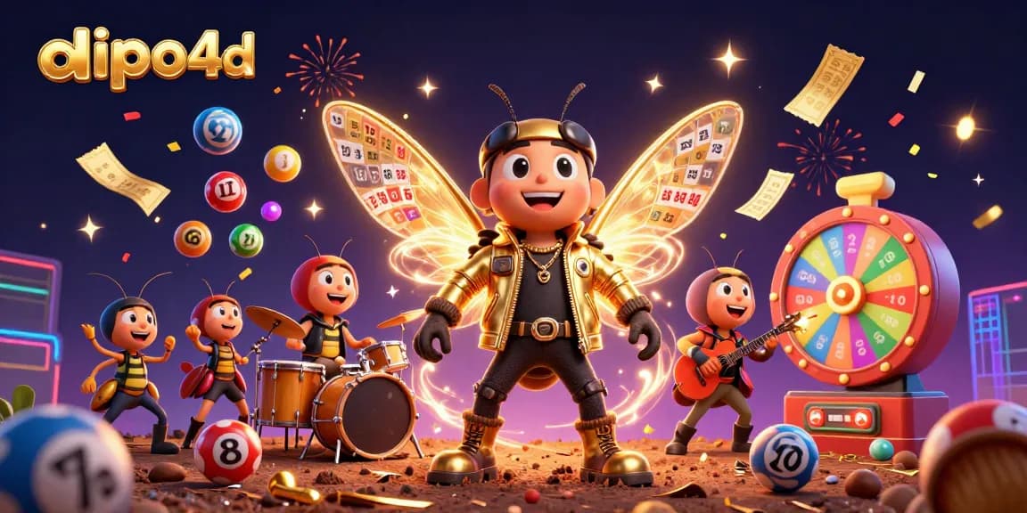 Engage in exciting lottery action with the dipo4d characters amidst colorful elements and vibrant energy.