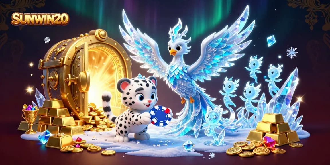 Engage with SUNWIN20's vibrant casino features through dynamic 3D elements showcasing games and rewards.