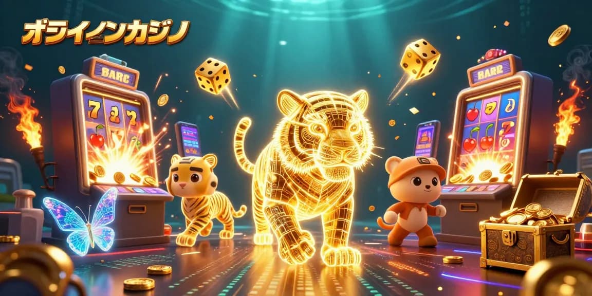オンラインカジノでスロットマシンがジャックポットを弾けるシーンを演出しています。