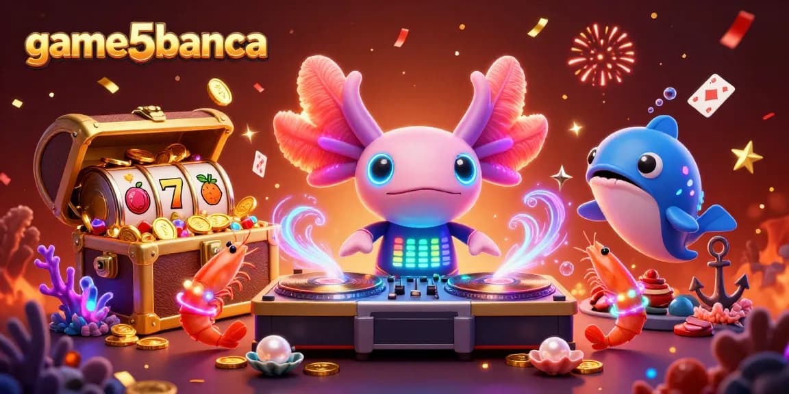 Join the excitement at game5banca with a vibrant underwater casino scene featuring lively characters and gambling elements.