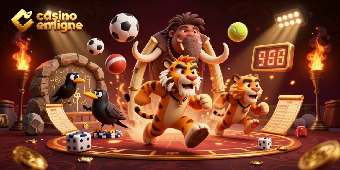 Profitez de la magie du casino en ligne avec des personnages 3D animés dans un environnement préhistorique captivant.