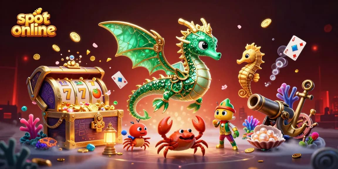 Immerse in slot online magic with vibrant treasure and animated casino elements in this 3D scene.