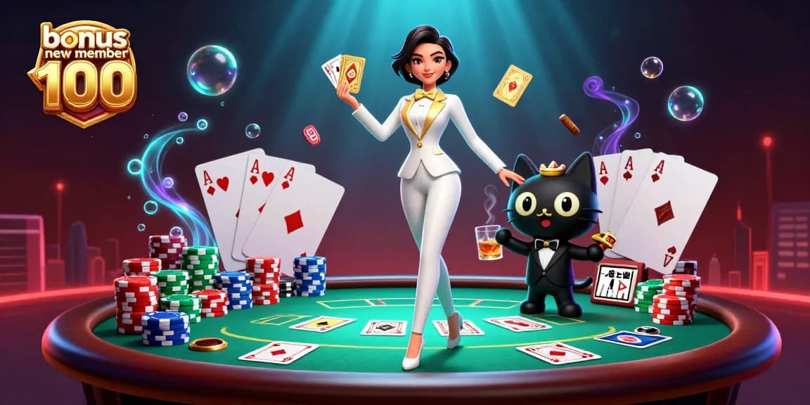 Experience thrilling gameplay with bonus new member 100 featuring glamorous casino elements in action.