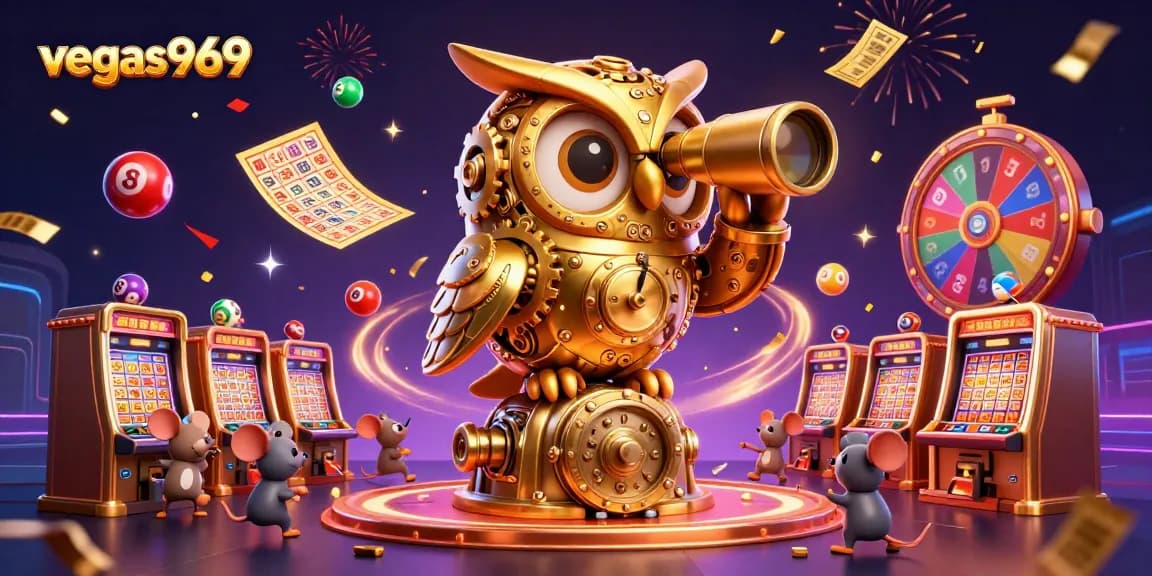 Engage with vegas969's casino adventures in this vibrant 3D digital illustration featuring slot machines and lucky charms.