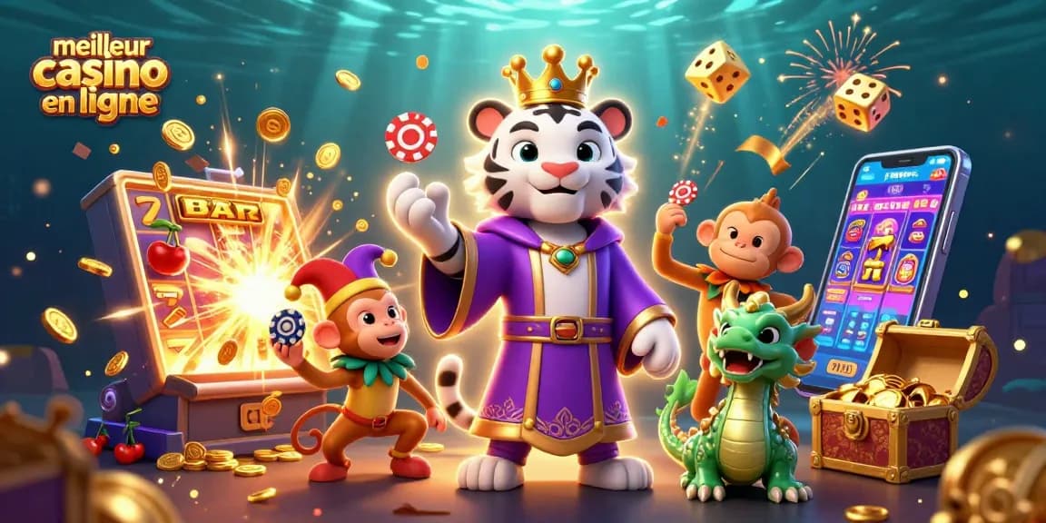 Gagnez avec le meilleur casino en ligne dans une illustration 3D colorée captivante.