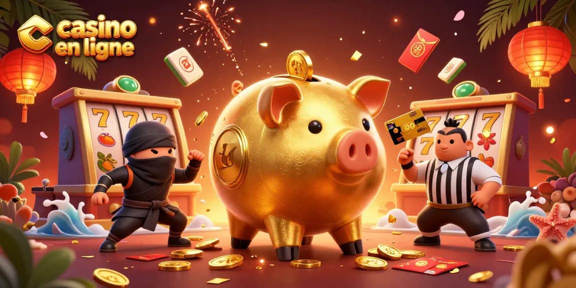 Plongez dans l'action des jeux de casino en ligne avec des personnages colorés et des éléments de jeu en mouvement.