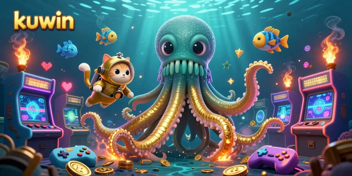 Kuwin players diving into a rich treasure of vibrant gaming elements within a captivating ocean scene.