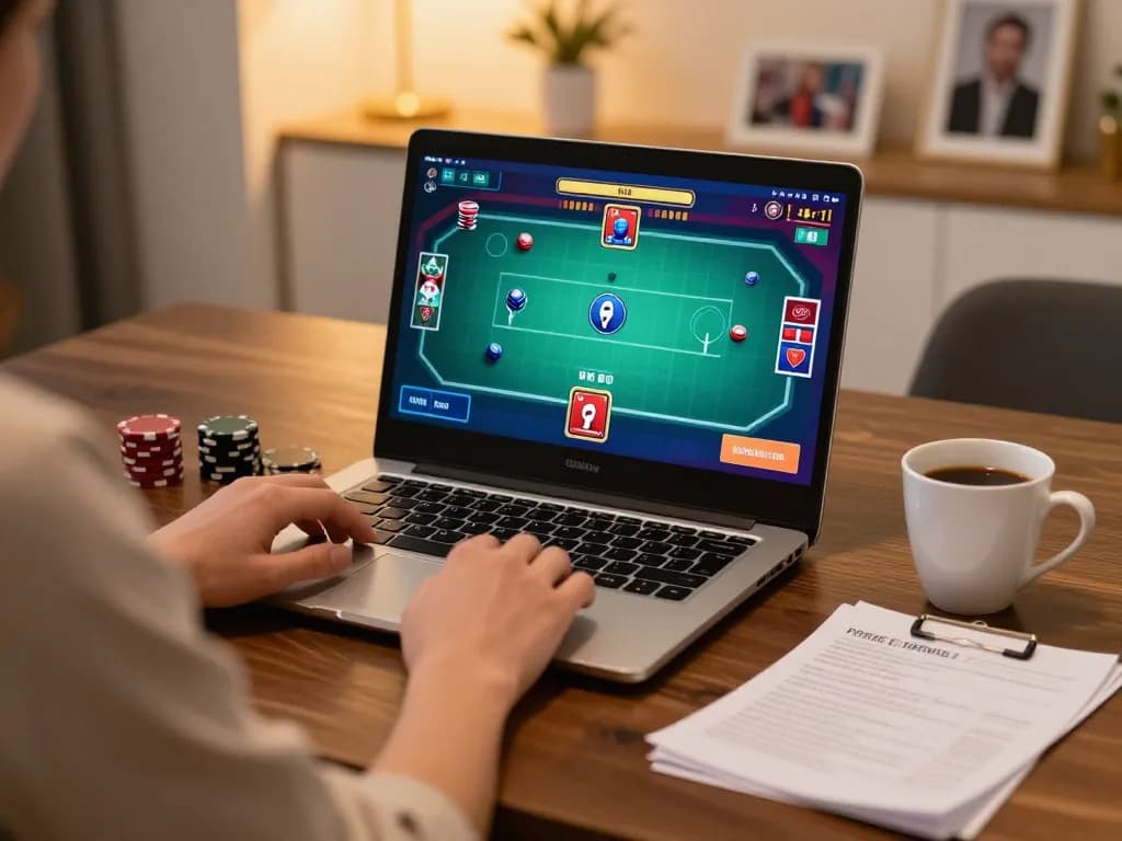 Engaged player strategizing at online poker table on O8 platform