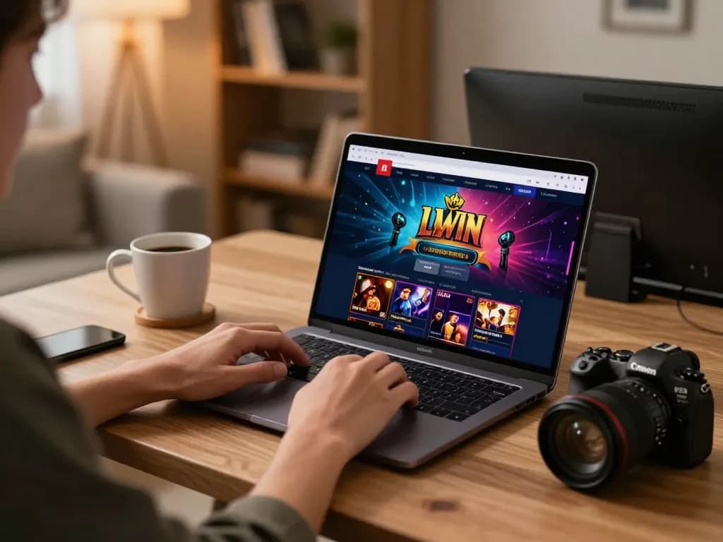LLWIN online gaming setup with vibrant casino interface showcasing player engagement.
