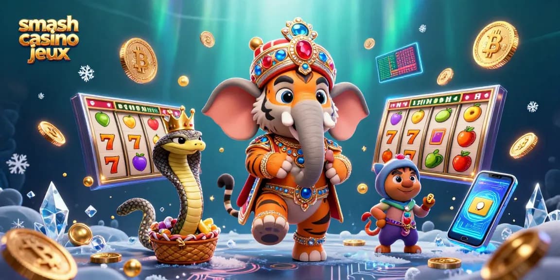 Jouez à smash casino jeux avec un tigre maharaja et une ambiance festive autour de machines à sous