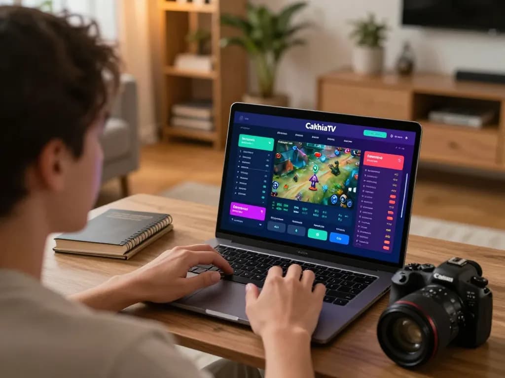 CakhiaTV user analyzing betting options during an online gaming session in a cozy environment