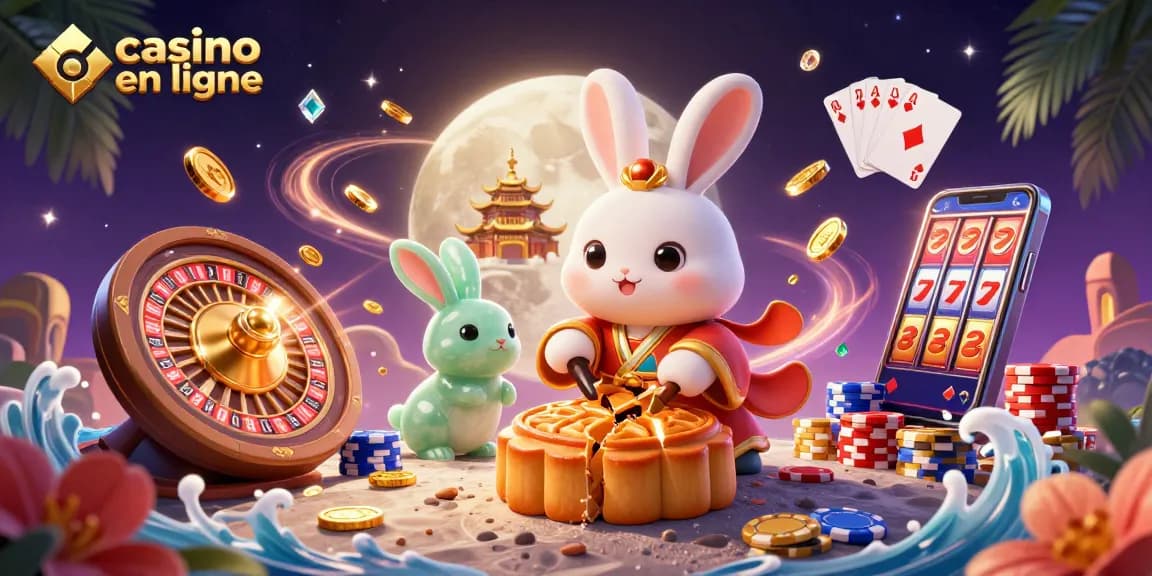 Jouez avec le casino en ligne sur la lune, avec un lapin et des jetons poker.