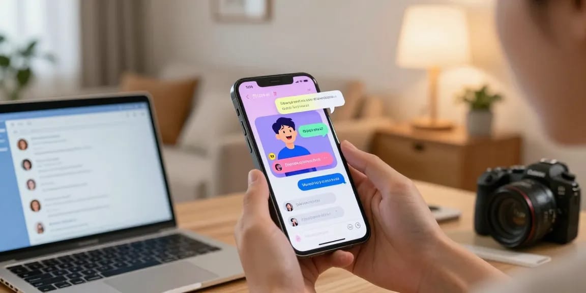 Dynamic interaction with crushon ai character in a cozy environment, showcasing user-friendly interface and personalized chat.