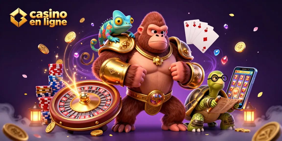 Plongez dans le monde du casino en ligne avec ce roi gorille en armure dorée.