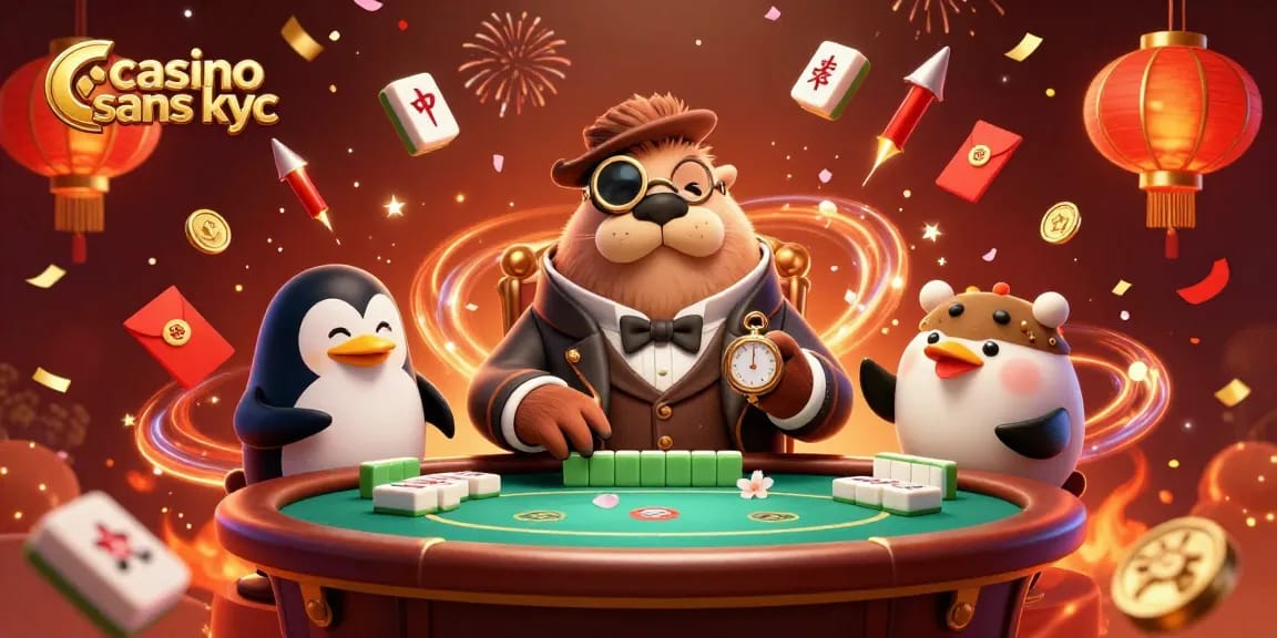 Jouer dans un casino sans KYC avec un phoque et un poisson-globe autour d'une table de poker animée.