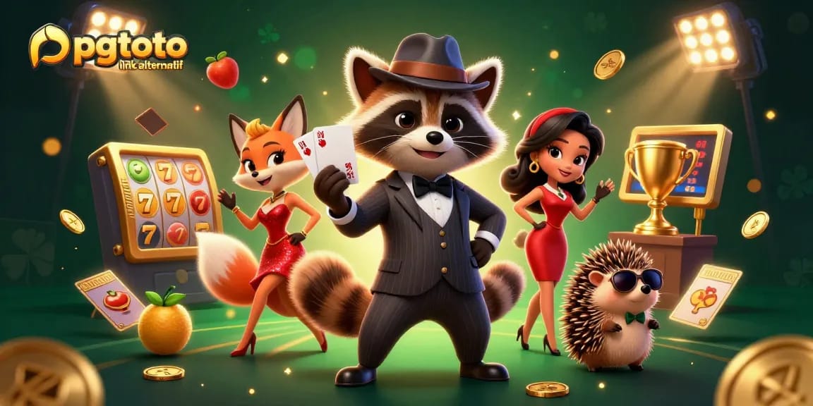 Permainan seru di PGTOTO link alternatif dengan ilustrasi karakter kasino yang menawan.
