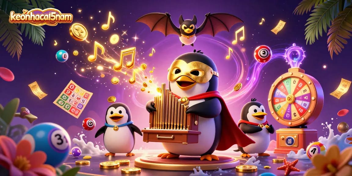 Engage with keonhacai5nam as a 3D penguin operaist orchestrates a casino-inspired celebration filled with lottery elements