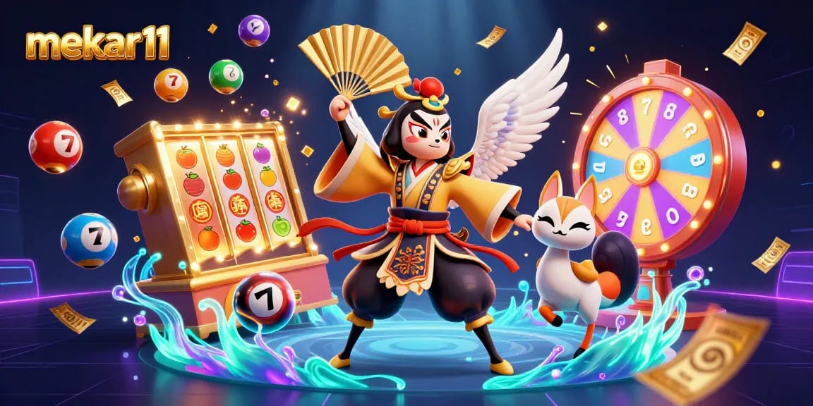 Experience large jackpots at mekar11 with vibrant slot reels and an immersive 3D casino atmosphere.