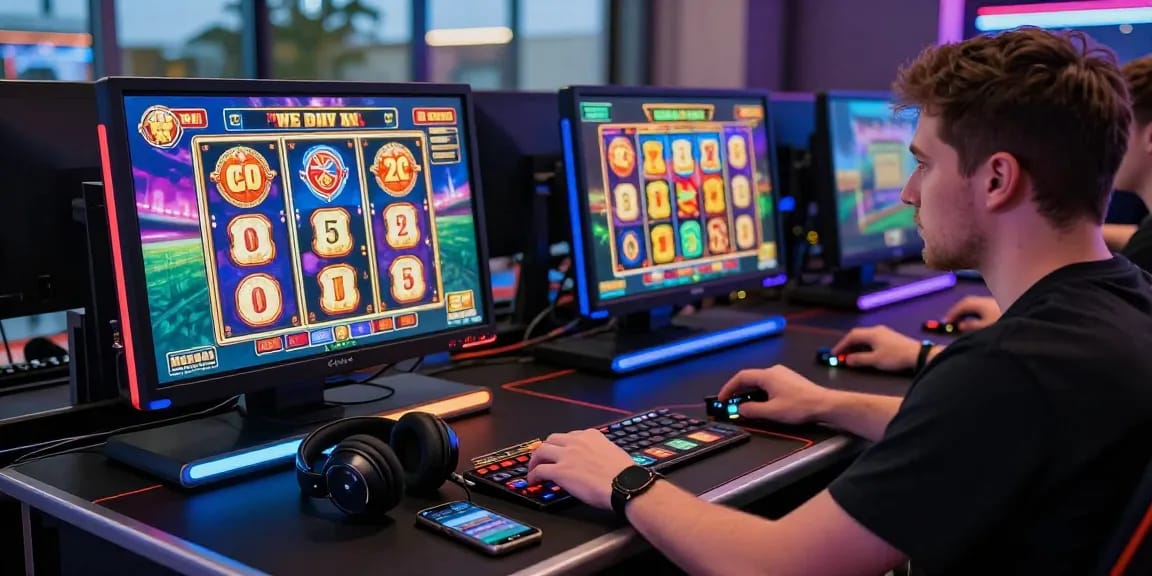 UK player enjoying a dynamic gaming experience at credit card casinos https://scoarch.org.uk with vibrant games and modern setup.