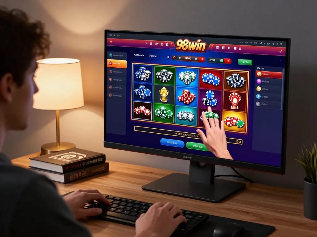Player placing a bet on 98win casino interface, showcasing a strategic online gambling setup.