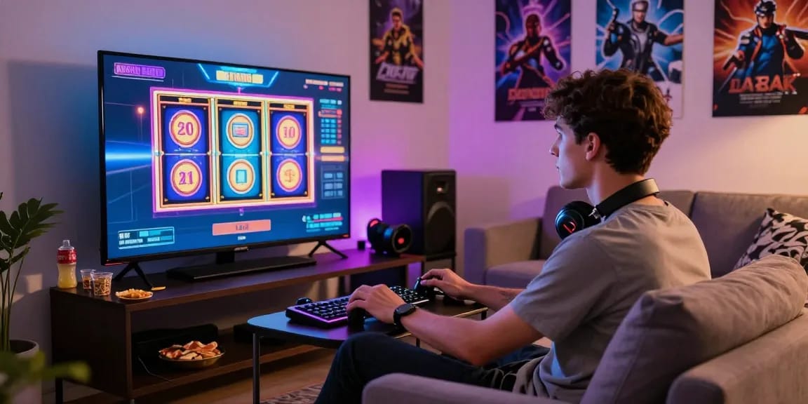 situs depo 5k online gaming entertainment scene with vibrant visuals and cozy atmosphere
