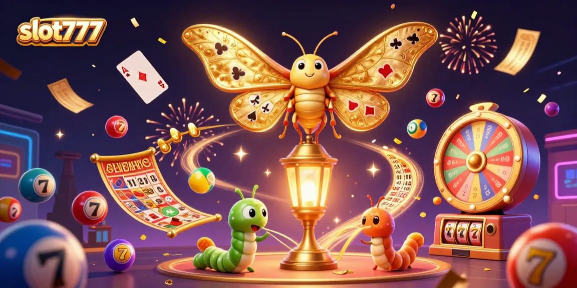 Menangkan hadiah dengan slot777 melalui ilustrasi kasino yang penuh warna dan elemen menarik.