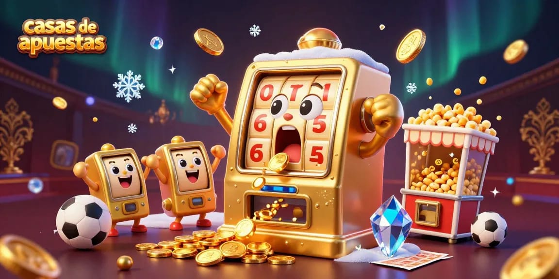 Las casas de apuestas revelan jackpots mientras una máquina tragamonedas sorprende lanzando monedas.