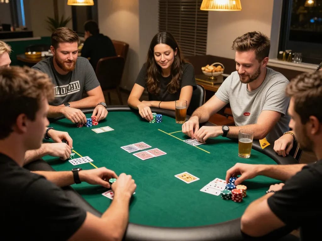 Players enjoying a thrilling poker game at home while utilizing LLwin strategies to enhance their experience.